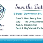 Save the date postcard for the First Friday Market series in Mt. Sterling.